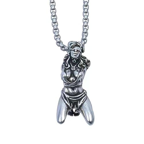 ROCKIA Göttin-Halskette für Frauen – Statement-gebundene leidende Halskette – religiöser Schmuck, leidende Frauen, silberne Statement-Halskette, leidende Göttin, religiöses Symbol der Stärke von ROCKIA