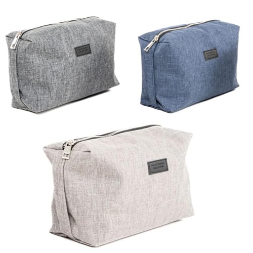 3er-Set Reise-Kulturbeutel mit Griff für Herren oder Uni, grau und blau, Federmäppchen, 23 cm, Mehrfarbig, 23x9x14.50 cm 3er-Set Reise-Kulturbeutel mit Griff für Herren oder Uni, grau und blau, Federmäppchen, 23 cm, Mehrfarbig, 23x9x14.50 cm von ROCKING GIFTS