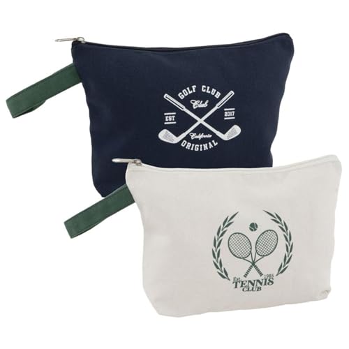 ROCKING GIFTS 2er-Set Reise-Kulturbeutel mit Griff für Herren oder Unisex, Blau und Weiß, Golf und Tennis, Aufbewahrungsetui, 27 cm von ROCKING GIFTS