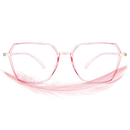 ROCKNIGHT Blaulichtblockierende Brille Damen Herren Computer Lesen/Spielen/TV/Telefone Anti-Augenbelastung & UV-Blendung Rosa Rahmen von ROCKNIGHT