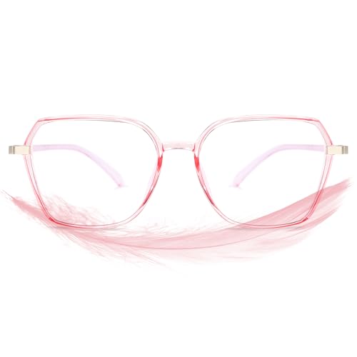 ROCKNIGHT Blaulichtblockierende Brille Damen Herren Computer Lesen/Spielen/TV/Telefone Anti-Augenbelastung & UV-Blendung Rosa Rahmen von ROCKNIGHT