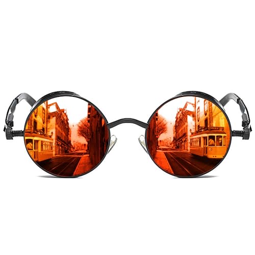 ROCKNIGHT Gothic Steampunk polarisierter UV400-Schutz Runde Sonnenbrille Herren Damen Retro von ROCKNIGHT