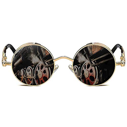 ROCKNIGHT Gothic Steampunk Runde Sonnenbrille für Herren Damen Polarisierter UV-Schutz Metallrahmen von ROCKNIGHT