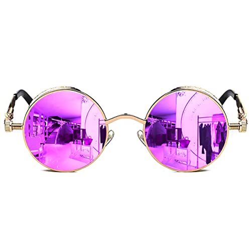 ROCKNIGHT Gothic Steampunk Runde Sonnenbrille für Herren Damen Polarisierter UV-Schutz Metallrahmen von ROCKNIGHT