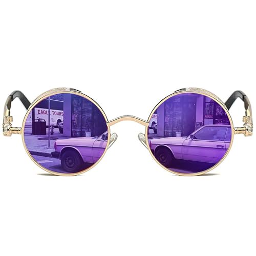 ROCKNIGHT Gothic Steampunk Runde Sonnenbrille für Herren Damen Polarisierter UV-Schutz Metallrahmen von ROCKNIGHT