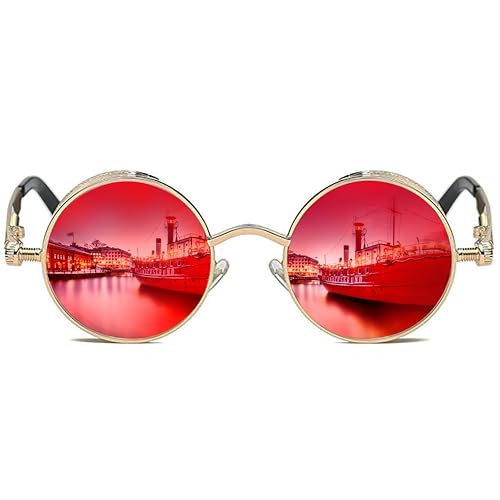 ROCKNIGHT Gothic Steampunk Runde Sonnenbrille für Herren Damen Polarisierter UV-Schutz Metallrahmen von ROCKNIGHT