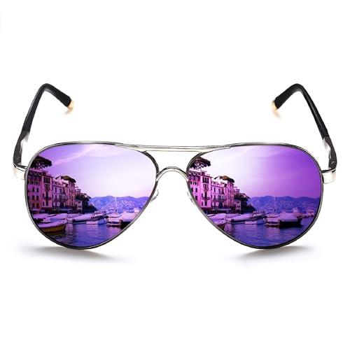 ROCKNIGHT Polarisierte UV-Schutz Damen Trendy Lila Sonnenbrille Verspiegelt Strand Mode Geschenke für Frauen von ROCKNIGHT