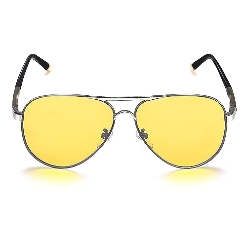ROCKNIGHT Unisex-Erwachsener Polarisierte Flieger-Sonnenbrille Metall Flat Top Sonnenbrille Leichtbau Driving Uv400 Außen Mudium Polarisierten Nachtsicht (Nicht Mirror) von ROCKNIGHT