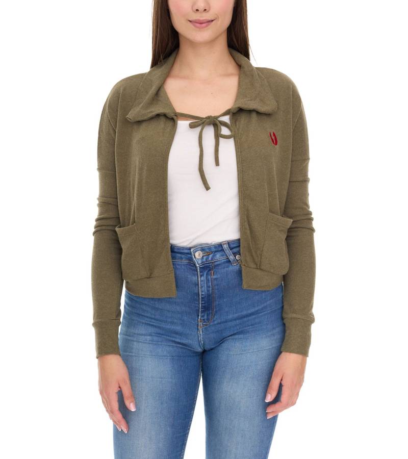ROCKUPY Damen Baumwoll-Cardigan Bolero-Jacke Langarm-Strickjacke mit Taschen 330643 Khaki von ROCKUPY