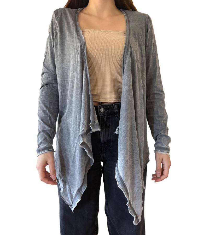 ROCKUPY Damen Baumwoll-Cardigan stylischer Cardigan Langarm Shirt 317071 Grau von ROCKUPY