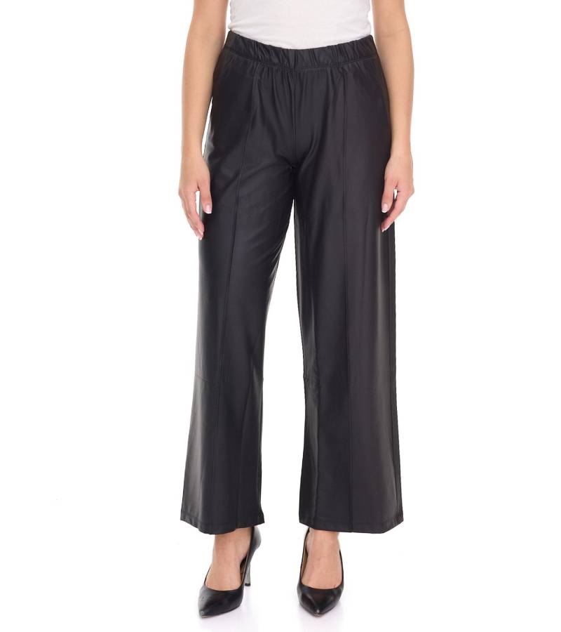 ROCKUPY Damen Kunst-Leder Palazzo-Hose schlichte Marlene-Hose Freizeit-Hose PRW20-040703 802 Schwarz von ROCKUPY