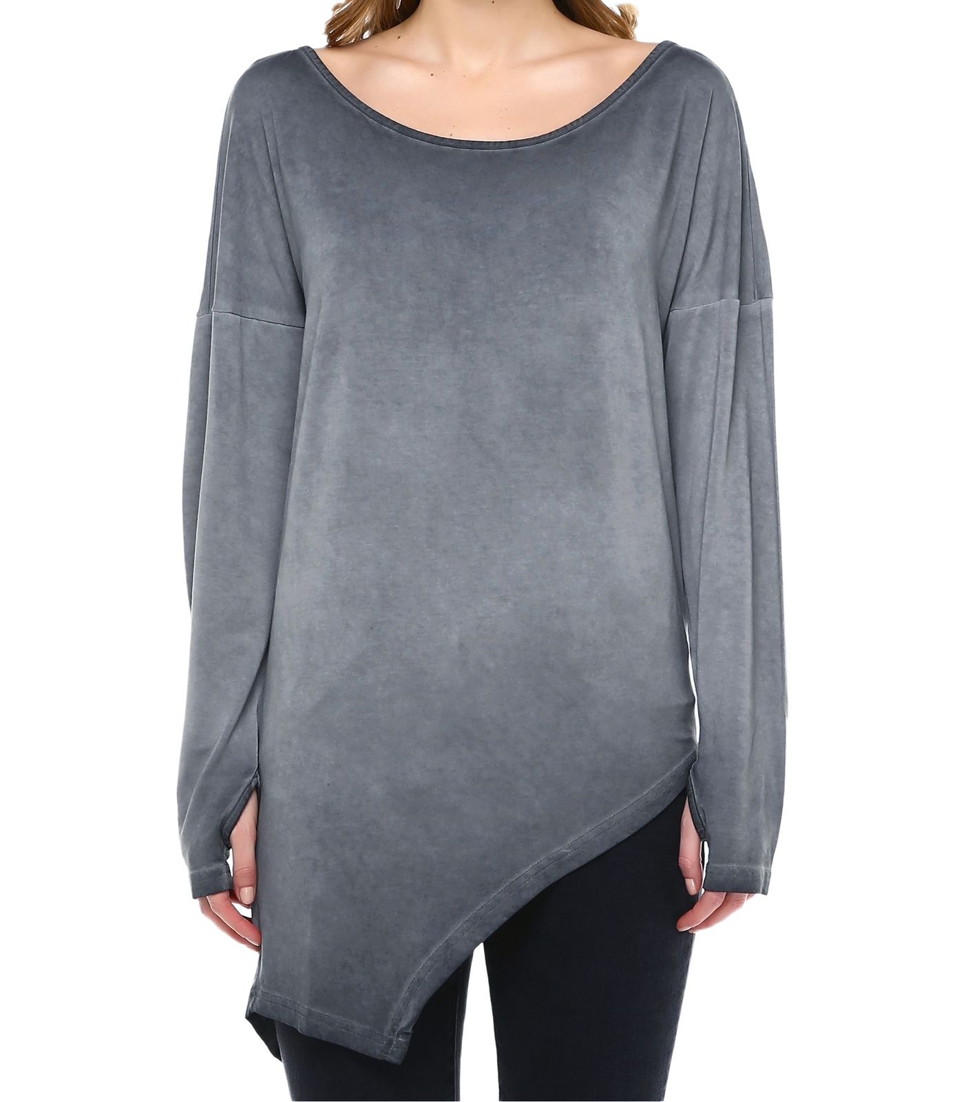 ROCKUPY Damen Longsleeve asymmetrisches Langarm-Shirt mit Daumenlöchern 323869 Grau ROCKUPY Damen Longsleeve asymmetrisches Langarm-Shirt mit Daumenlöchern 323869 Grau von ROCKUPY