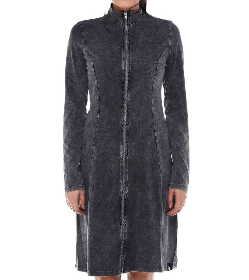 ROCKUPY Damen Mini-Kleid mit durchgängigen Reißverschluss Sommer-Kleid Baumwoll-Kleid 725423 Grau von ROCKUPY