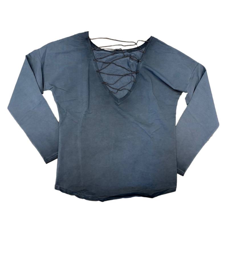 ROCKUPY Damen Sweatshirt Baumwoll-Pullover stylischer Alltags-Pulli mit V-Ausschnitt 317050 Grau von ROCKUPY