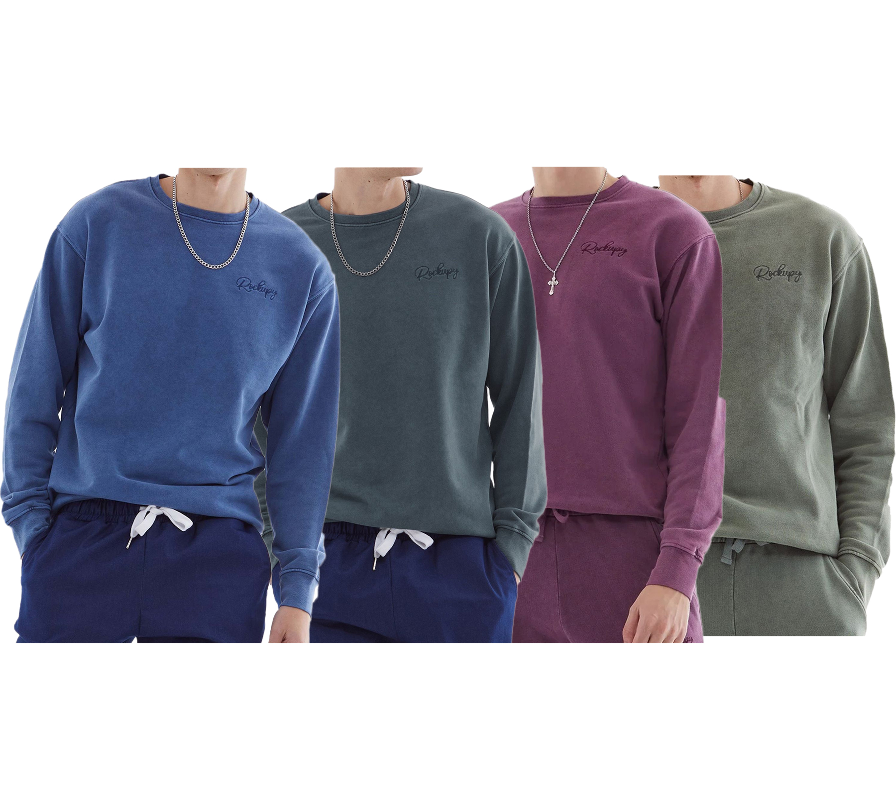 ROCKUPY Herren Sweatshirt Baumwoll-Pullover mit Logo-Stickerei Rundhals-Pulli UNI-40020 Dunkelblau, Lila, Dunkelgrün oder Grün ROCKUPY Herren Sweatshirt Baumwoll-Pullover mit Logo-Stickerei Rundhals-Pulli UNI-40020 Dunkelblau, Lila, Dunkelgrün oder Grün von ROCKUPY