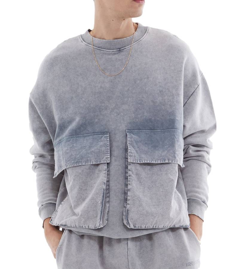 ROCKUPY Herren Sweatshirt Baumwoll-Pullover mit Taschen Rundhals-Pulli MMS-400001 511 Grau von ROCKUPY