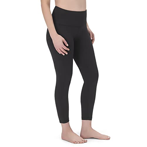 Leggings mit hoher Taille und Taschen für Damen, Fitnessstudio und Yoga, Workout-Hose für Damen und Teenager, Mädchen, Capri-7/8-Full, Schwarz, XX-Small von Rocky