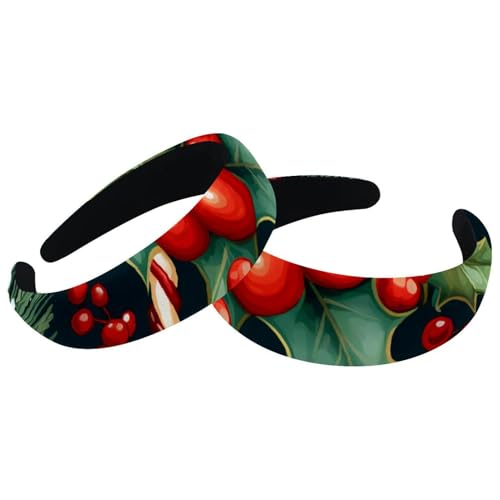2 Packungen Damen-Stirnbänder, breite Haarbänder, Frohe Weihnachten, Vintage, dicke Haarbänder, Samt, gepolsterte Stirnbänder für Mädchen von RODAILYCAY