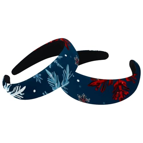 2 Packungen Frohe Weihnachten Schneeflocke Gepolsterte Breite Stirnbänder Mode Dicke Haarband Reifen Stirnbänder für Frauen Mädchen Samt Haarreifen Haarschmuck von RODAILYCAY