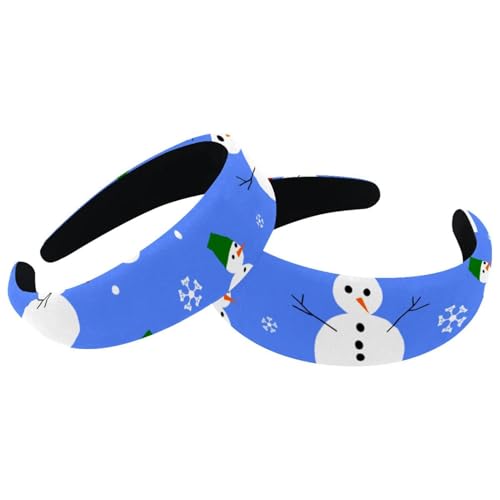 2 Packungen Frohe Weihnachten Schneemann Stirnbänder Mode Dicke Breite Haarband Reifen Gepolsterte Stirnbänder für Frauen Mädchen Samt Haarreifen Haarschmuck von RODAILYCAY