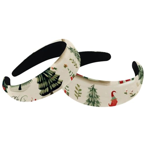 2 Packungen Frohe Weihnachten Vintage Dicke Haarbänder Gepolstert Dicke Stirnbänder Samt Wide Top Turban für Mädchen Frauen Männer von RODAILYCAY