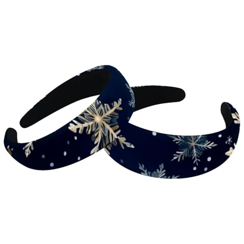 2 Packungen Stirnbänder, Frohe Weihnachten, Schneeflocke, Samt, dick gepolstert, breite Haarbänder für Frauen und Mädchen, rutschfeste Stirnbänder von RODAILYCAY