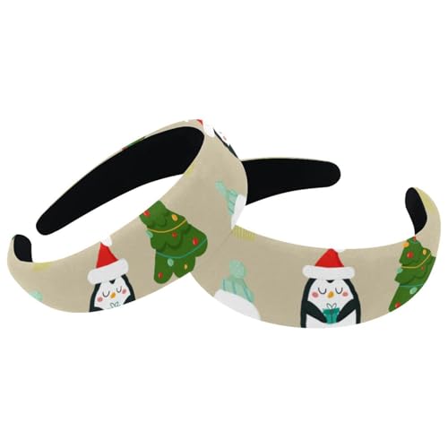 2 Packungen Stirnbänder, Frohe Weihnachten, Schneemann, Baum, Samt, dick gepolstert, breite Haarbänder für Frauen und Mädchen, rutschfeste Stirnbänder von RODAILYCAY