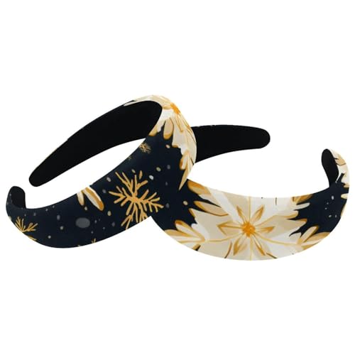 2 Packungen Stirnbänder für Frauen und Mädchen, gepolsterte breite Stirnbänder, Frohe Weihnachten, Schneeflocke, modisch, dickes Haarband, Reifen, Samt-Haarreifen, Haarschmuck von RODAILYCAY