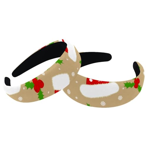 2 Packungen Weihnachtssocken Hut Samt gepolsterte Stirnbänder Vintage dickes Haarband rutschfest breit Haarband Hoops Haarschmuck für Frauen von RODAILYCAY