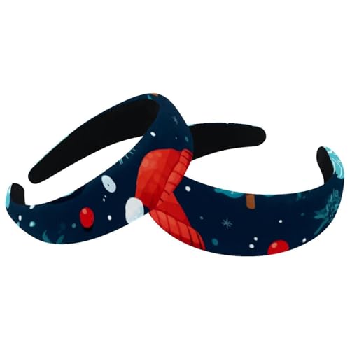 2 Packungen gepolsterte dicke Stirnbänder Frohe Weihnachten Schneemann Vintage dicke Haarbänder Samt breite Oberseite Turban für Mädchen Damen Herren von RODAILYCAY