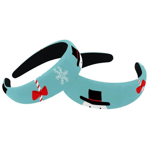2 Stück Damen-Stirnbänder, Frohe Weihnachten, Schneemann, Baum, breite Haarbänder, Vintage, dicke Haarbänder, Samt, gepolsterte Stirnbänder für Mädchen und Herren 2 Stück Damen-Stirnbänder, Frohe Weihnachten, Schneemann, Baum, breite Haarbänder, Vintage, dicke Haarbänder, Samt, gepolsterte Stirnbänder für Mädchen und Herren von RODAILYCAY