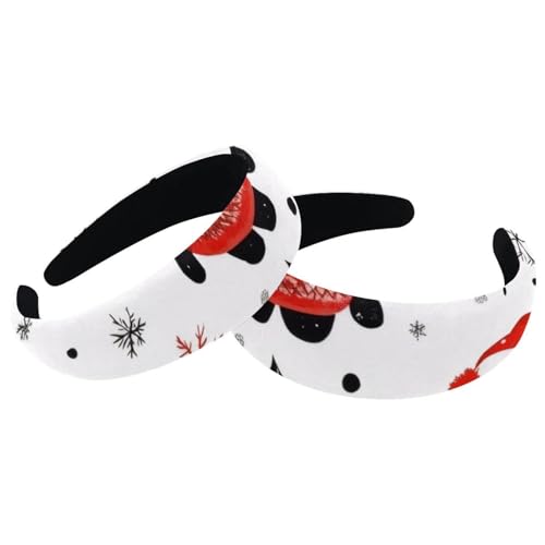 2 Stück Damen-Stirnbänder, breite Haarbänder, Weihnachts-Schneeflocke, niedliche Zwerge, Weihnachtsmann, Vintage, dicke Haarbänder, Samt, gepolsterte Stirnbänder für Mädchen von RODAILYCAY