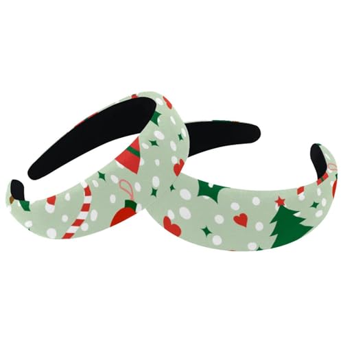 2 Stück Frohe Weihnachten Stirnbänder, Mode Dicke Breite Haarband Hoops Gepolsterte Stirnbänder für Frauen Mädchen Samt Haarreifen Haarschmuck von RODAILYCAY