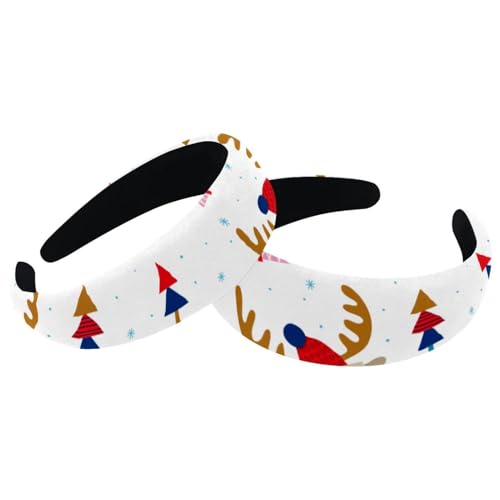 2 Stück Frohe Weihnachten Stirnbänder, Mode Dicke Breite Haarband Hoops Gepolsterte Stirnbänder für Frauen Mädchen Samt Haarreifen Haarschmuck von RODAILYCAY