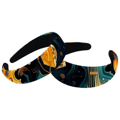 2 Stück Musikinstrument Samt gepolsterte Stirnbänder Vintage Dickes Haarband Rutschfest Breit Haarband Hoop Haarschmuck für Frauen von RODAILYCAY