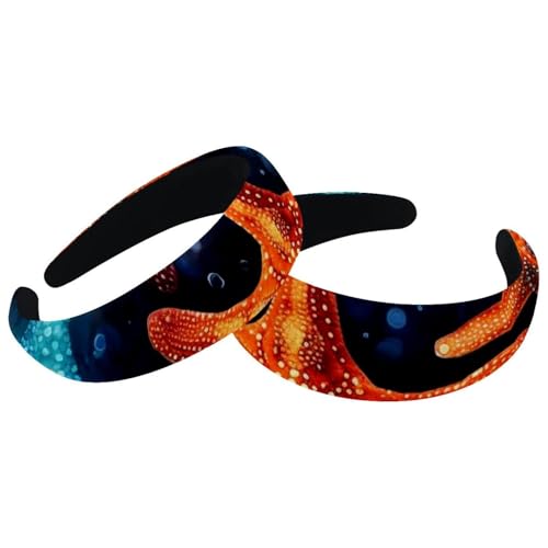 2 Stück Samt gepolsterte dicke Stirnbänder Seestern Vintage dicke Haarbänder breite Oberseite Turban für Mädchen Frauen Männer von RODAILYCAY