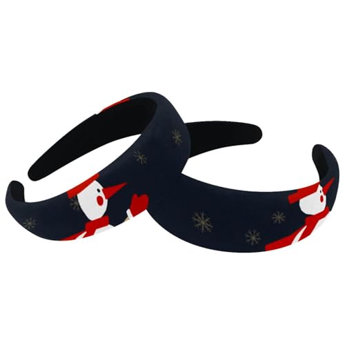2 Stück Stirnbänder, Frohe Weihnachten, Schneemann, Samt, dick gepolstert, breite Haarbänder für Frauen und Mädchen, rutschfeste Stirnbänder von RODAILYCAY