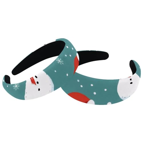 2 Stück Stirnbänder, Frohe Weihnachten, Schneemann, nahtlos, Samt, dick gepolstert, breite Haarbänder für Frauen und Mädchen, rutschfeste Stirnbänder von RODAILYCAY