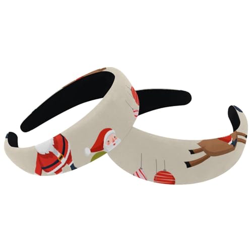 2 Stück Stirnbänder, Frohe Weihnachten, Weihnachtsmann, Samt, dick gepolstert, breite Haarbänder für Frauen und Mädchen, rutschfeste Stirnbänder von RODAILYCAY