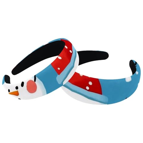 2 Stück Stirnbänder, niedlicher Weihnachts-Schneeflocken-Schneemann, Samt, dick gepolstert, breite Haarbänder für Frauen und Mädchen, rutschfeste Stirnbänder von RODAILYCAY