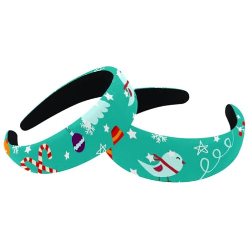 2 Stück Stirnbänder für Damen, Vintage-Haarbänder, Frohe Weihnachten, Schneemann, rutschfest, dick gepolstert, Haarband, breite Haarwickel von RODAILYCAY