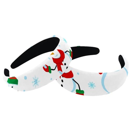 2 Stück Stirnbänder für Frauen, Vintage-Haarbänder, Frohe Weihnachten, Schneemann, rutschfest, dick gepolstert, breites Haarband, breite Haarwicklung von RODAILYCAY