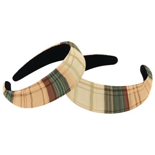 2 Stück Stirnband für Damen, kariert, rutschfest, niedliche Haarbänder, dickes Haar, breite Oberseite, Haar-Accessoires von RODAILYCAY