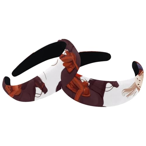 2 Stück Stirnband für Frauen, rutschfeste Haarbänder, Wilder Westen, Cowboys mit Pferden, Rodeo, niedliche Haarbänder, dickes Haar, breite Oberseite, Haarschmuck, 2 Stück von RODAILYCAY