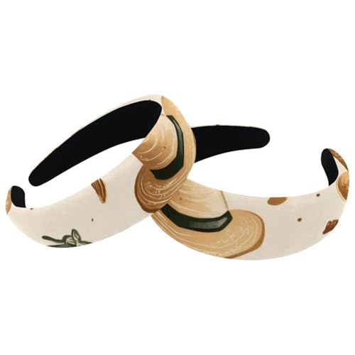 2 Stück breite Oberseite Turban Samt Haarbänder, Western Wild Cowboy Caps Muster Vintage Mode Kopf Wrap Haar Stirnband Elastische Stirnband für Frauen 2 Größe von RODAILYCAY