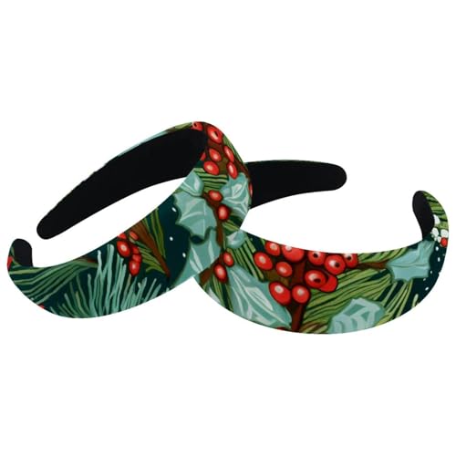2 Stück breite Turban-Samt-Haarbänder, Frohe Weihnachten, modisches Kopfband, elastisches Stirnband für Damen, 2 Größen von RODAILYCAY