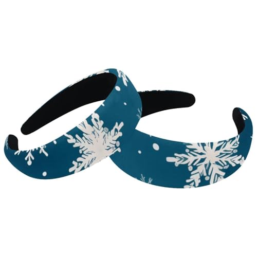 2 Stück gepolsterte Stirnbänder, Frohe Weihnachten, Schneeflocke, modisch, dick, breit, Haarbänder für Frauen und Mädchen, Samt-Haarreifen, Haarschmuck von RODAILYCAY