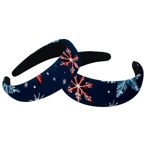2 Stück gepolsterte Stirnbänder Frohe Weihnachten Schneeflocke Mode Dicke Breite Haarband Reifen Stirnbänder für Frauen Mädchen Samt Haarreifen Haarschmuck von RODAILYCAY