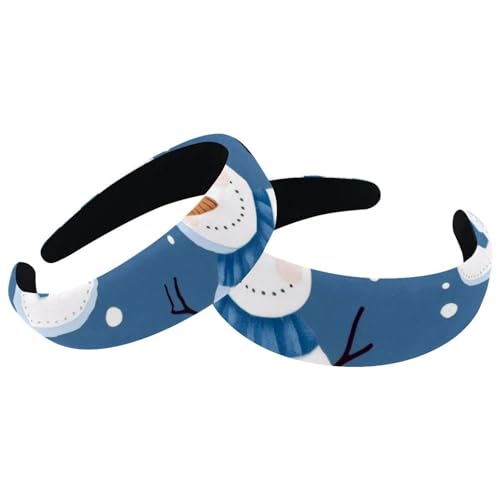 2 Stück gepolsterte Stirnbänder Frohe Weihnachten Schneemann Blau Mode Dicke Breite Haarband Reifen Stirnbänder für Frauen Mädchen Samt Haarreifen Haarschmuck von RODAILYCAY