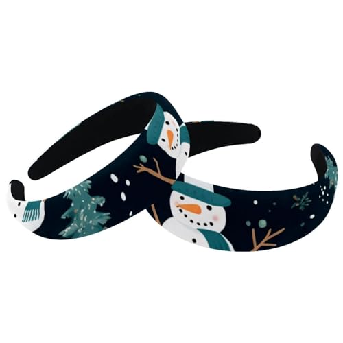 2 Stück gepolsterte Stirnbänder Frohe Weihnachten Schneemann Mode Dicke Breite Haarband Reifen Stirnbänder für Frauen Mädchen Samt Haarreifen Haarschmuck von RODAILYCAY